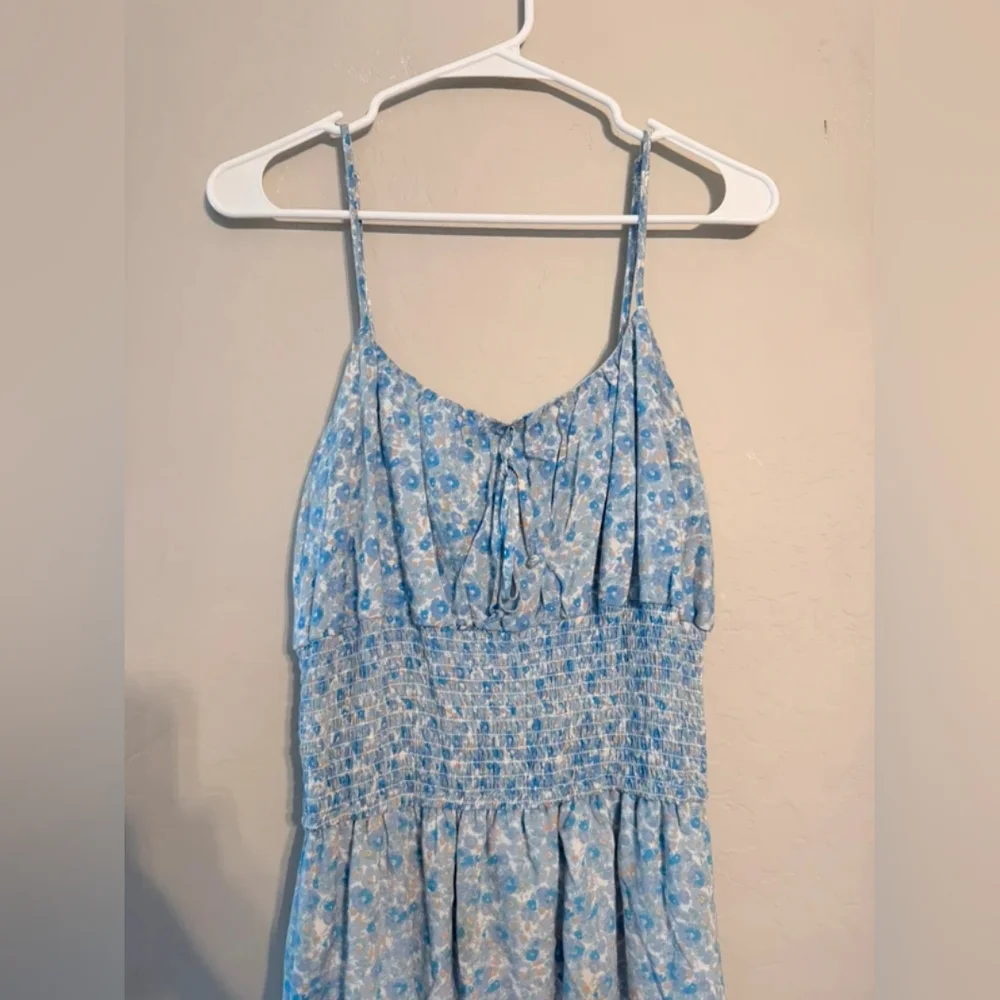 Light Blue Floral Smocked Sundress